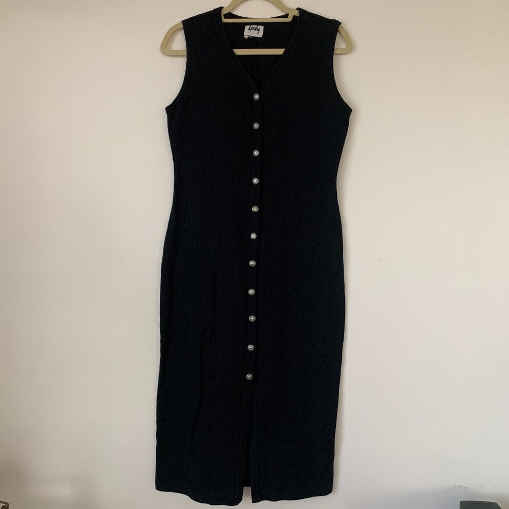 Button-Down Sleeveless Knit Dress